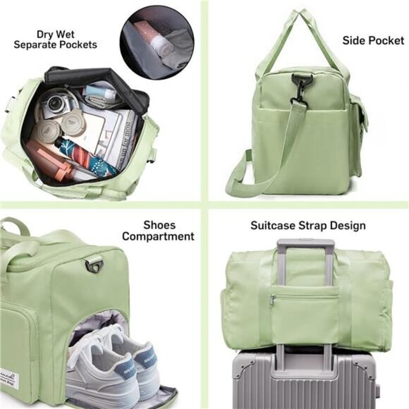 Sports Gym Bag with Shoes Compartment - Green - Picture 4 of 12